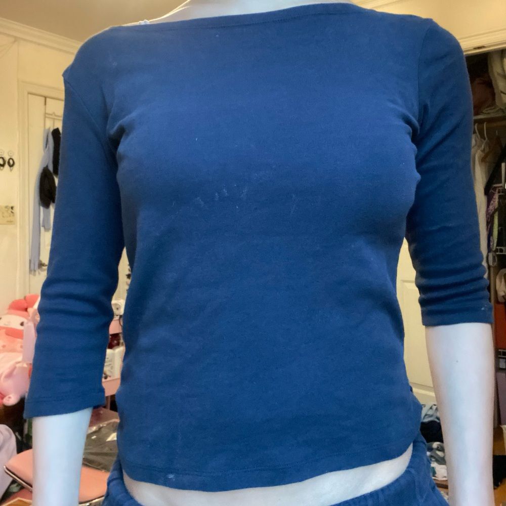 Subdued Navy Women's Boatneck Top 3/4 sleeves